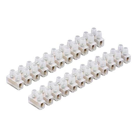 3A/5A/15A/30A/60A Electrical Connector Blocks 12 Way Clear Barrier Block Strip Wire Connector Electrical Choc Blocks Connecting for Wiring Cable Dual Row 12 Position (Pack 2, 5A)