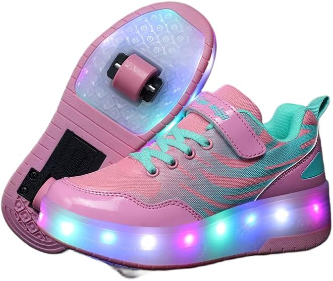 Firmiarii Roller Shoes, 2 Wheel Type, Popular 2024, LED Light Up Shoes, Casual Roller Skate Shoes, Luminous Roller Skates, Front Wheel Removable, Rear Wheel One Button Storage, Children's Sneakers,