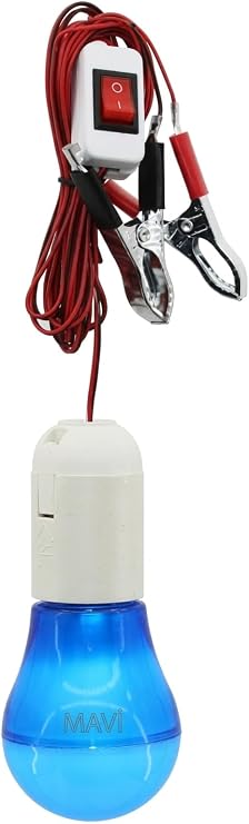 Seyyar LED Lamba, 5W, Akü Takviye Kablolu, 4 Metre Kablo Uzunluğu, Taşınabilir Aydınlatma,Pil Mevcut Değil