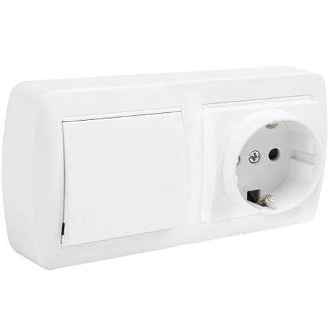 Schuko + Surface Switch/Switch • Surface Switch • Wall Socket • Outlet • White