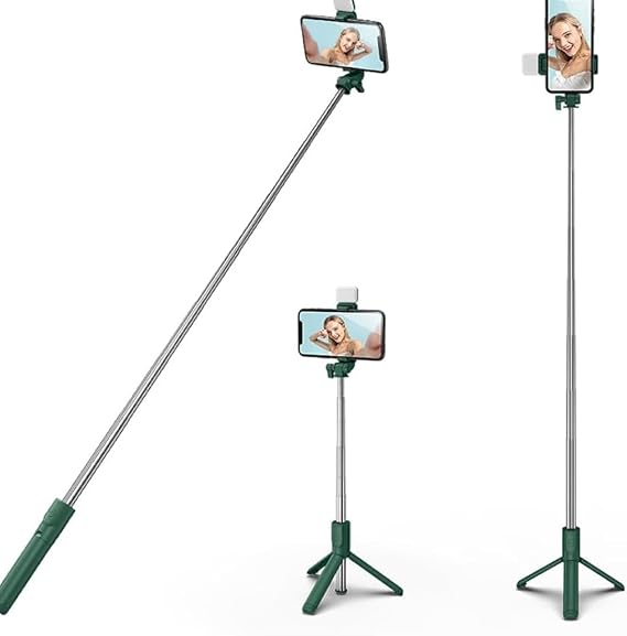 Işıklı Bluetooth Selfie Çubuğu Tripod - Uzaktan Kumandalı, Taşınabilir, Uzatılabilir, Tüm Telefonlarla Uyumlu, Vlog ve Video Çekimi için Ideal