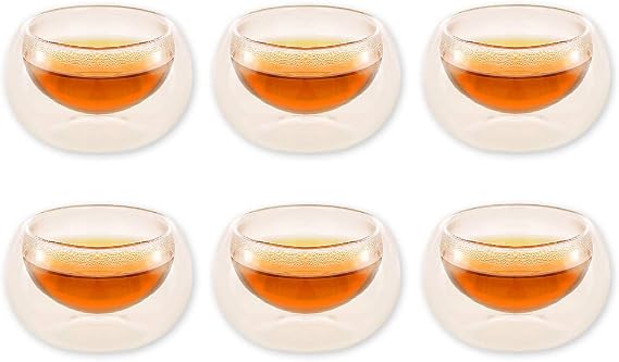 ds. distinctive style Double Walled Glasses Coffee Tea Cup Set Heat-Resistant Borosilicate Glass 6 Pack