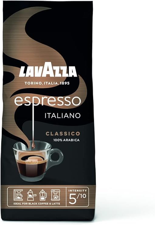 Lavazza Espresso Italiano, 100 % Arabica Medium Roast Coffee Beans, Pack of 250g