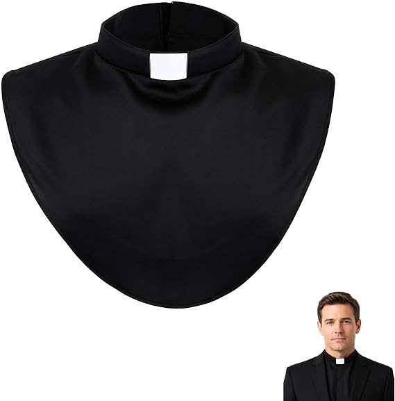 Priest Collar,Unisex Vicar Collars,1 Pcs Black Detachable Collar,Suitable for Formal Liturgical Wear,Compatible with Clergy Shirts for Both Men and Women (Black)