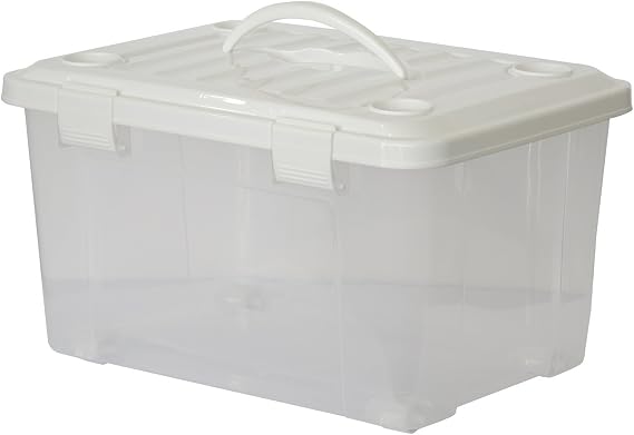 Tenma Storage Case with Handle for Easy Carrying, Free Box 35 with Handle, Storage Box with Casters for Easy Moving, Plastic Case Width 19.7 x Depth 14.2 x Height 11.4 inches 50 x 36 x 29 cm