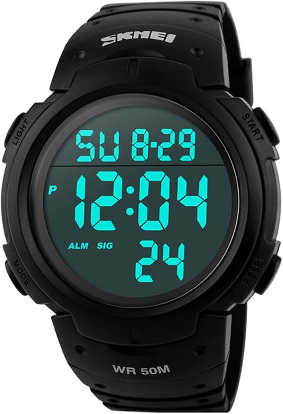 SKMEI Men's Digital Watch Waterproof LED Backlight Big Number Display Multifunction Sport Wrist Watch