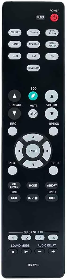 RC-1216 Replacement Remote Control for Denon RC-1216 AVR‑S510BT AVR‑S530BT AVR‑S540BT AVR-S540BT AVR-X550BT AVR‑X550BT AVR-S530BT AVR-S510BT AVR-X250BT AV Stereo Receiver
