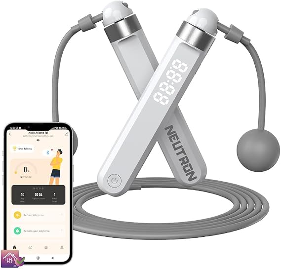 Neutron Akıllı Bluetooth Atlama İpi - Egzersiz Atlama, Ayarlanabilir Kablolu Nane Askısız Top Bluetooth Destekli