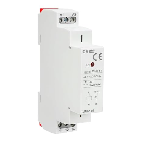 Intermediate Relay Auxiliary Relay 16A 1SPDT RELAYS Din Rail Switch Relay(GR8-116,AC/DC 24V)