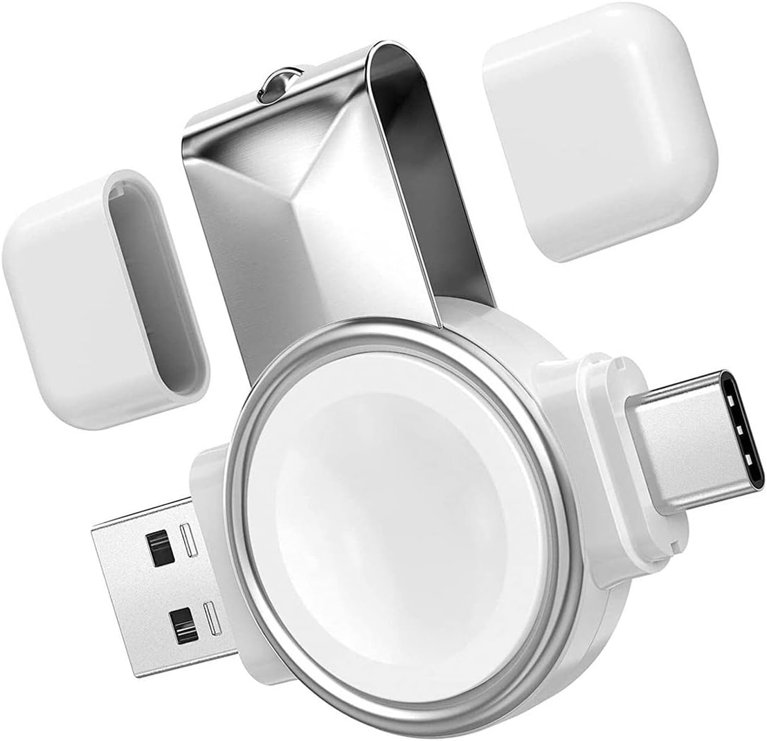 Magnetic Charging Device with 2in1 Type-C and USB Interface for Microcase Apple Watch Watches - AL2730 White