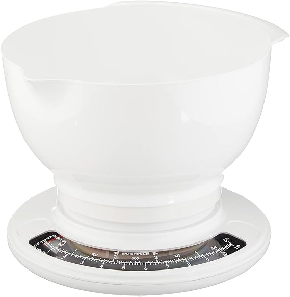 Soehnle Culina Pro Analogue Kitchen Scales with 2.5 Litre Mixing Bowl White