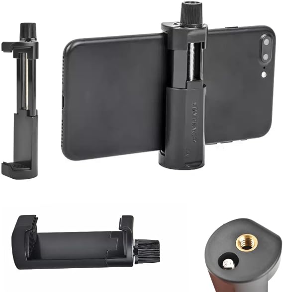 Coverzone Dikey Ve Yatay Açılabilir Profesyonel Fotoğraf ve Video Çekim Aparatı Kolay Taşınabilir Ergonomik (Min 5cm Max 10cm) Telefon Tutucu Tripod Başlık Aparatı (Siyah)