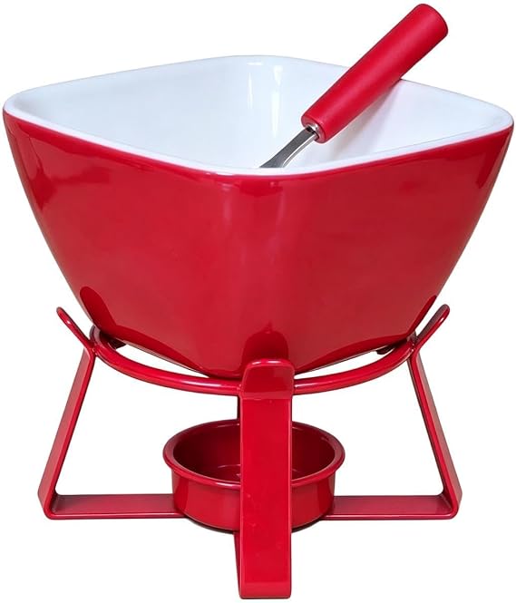 Fondue Pot, Chocolate Melt Warmer with Fork and Rack, Ceramic Mug 3