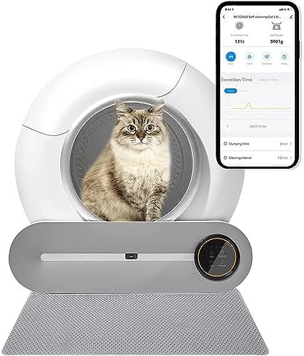 Automatic Cat Litter Box, Self-Cleaning Tray with Large Capacity, Odor Removal, Safety Protection, APP Control for Multiple Cats