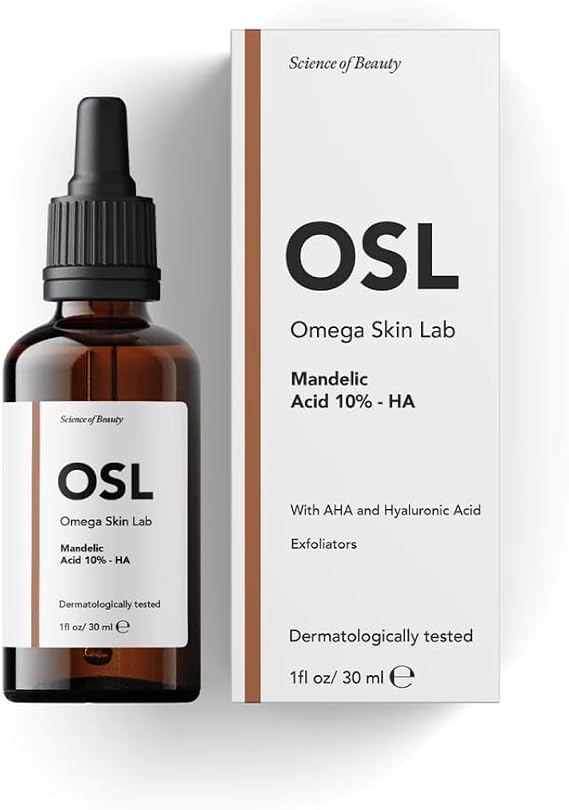 OSL Omega Skin Lab OSL Mandelic Acid-HA Face Serum 30 ML Friendly Skin Care Solution for Oily/Acne Prone Skin, Pore Tightening