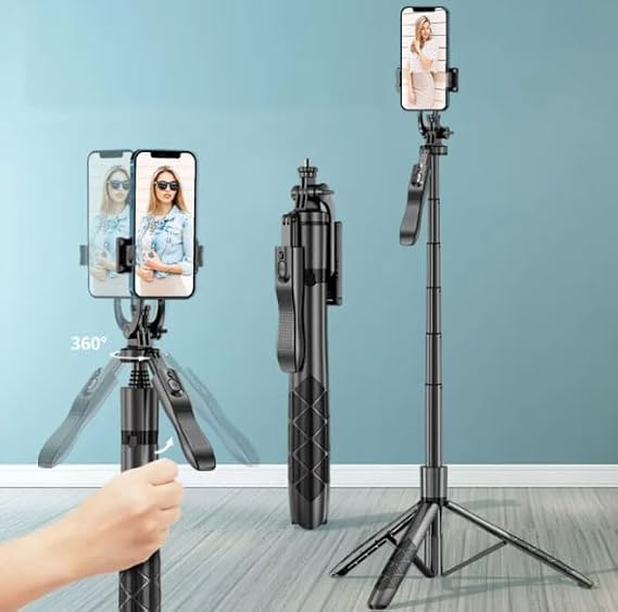 Coverzone Professional Tripod And Selfie Stick L16 153cm Cell Phone Height Adjustable Desktop With Bluetooth Remote Control Portable Indoor Outdoor Home Holiday Camping Suitable