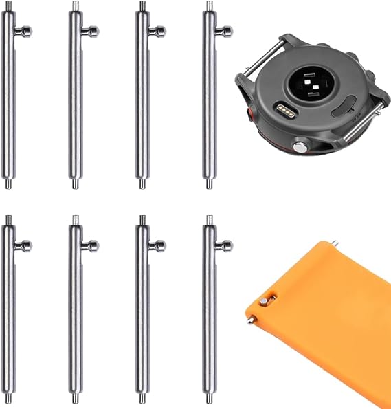 8 Pcs Quick Release Spring Bars, 24mm Watch Band Pins Replacement Stainless Steel Watch Strap Replacement Band Strap Link Tool for Leather Silicone Rubber Accessories
