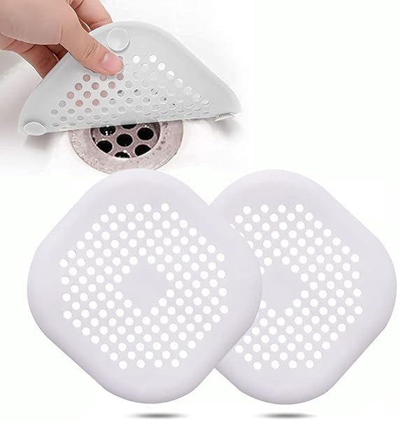 2 Pcs Silicone Drain Protector with Sucker, Sink Strainer Protector, Shower Drain Covers Hair Catcher, Strainer Plug Trap Filter for Bathroom, Bathtub, Kitchen