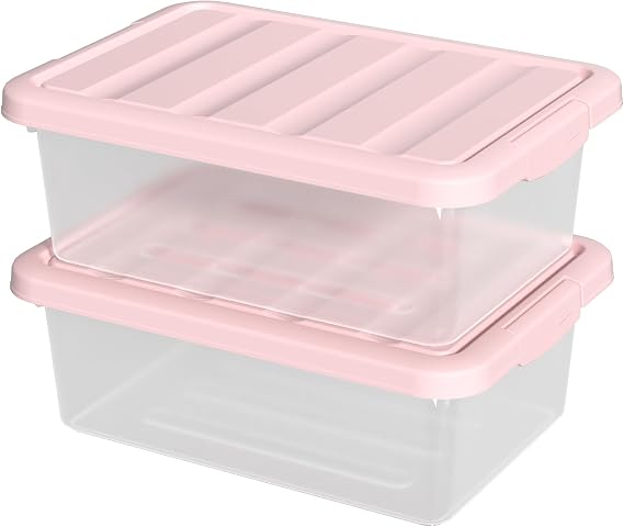 14 Qt Stackable Plastic Storage Bins with Lids, 2 Pack