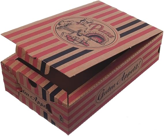 Pro DP 100 Pizza Calzone Pizza Boxes Calzone Boxes Medium 27 x 16 x 7 cm with Neutral Motif Brown Striped