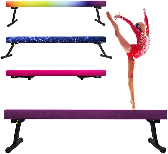 2.4M Adjustable and Foldable Gymnastics Beam, Home Gym Equipment, Easy Assembly and Storage, No Tools Needed, for Kids and Girls