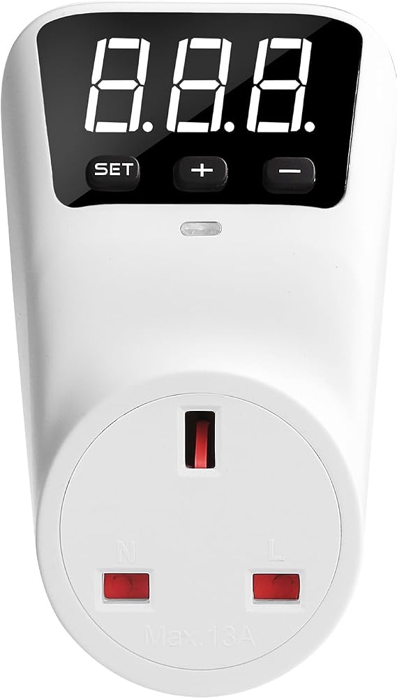 Adjustable Voltage Protector Socket, Lcd Display Power Protector Outlet with Overcurrent Protection, Adjustable Voltage Regulator for Home Appliances Air Conditioner (B)