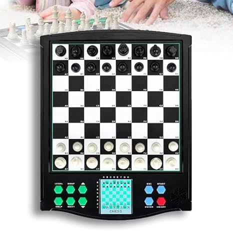 Electronic Chess Set with Clear Display and Automatic Game Storage, for Solo or Two-Player Games