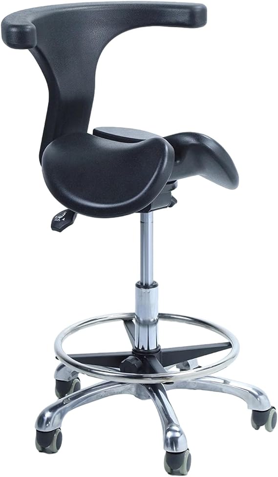 Saddle Style Split Seat Ergonomic Saddle Chair or Stool, Medical Rolling Chair with Back Support ＆ Two Tilting Option, Dental Office Home (Size : 48-60cm (18 7/8"-23 5/8") Height)