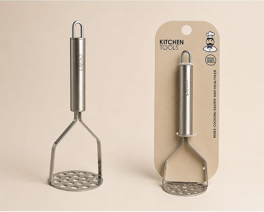 Paslanmaz Çelik Patates Ezici, 24.5 cm, Metal Sebze Ezme Aparatı