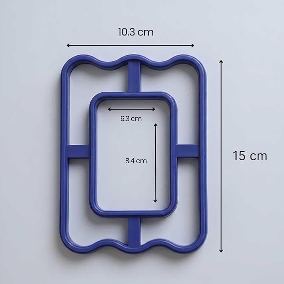 Üst-Alt Kıvrımlı Dikdörtgen Fotoğraf & Ayna Çerçevesi Seramik Kesici Kalıp – Polimer Kil Hamur Kalıbı - Krem - 10.3x15 cm