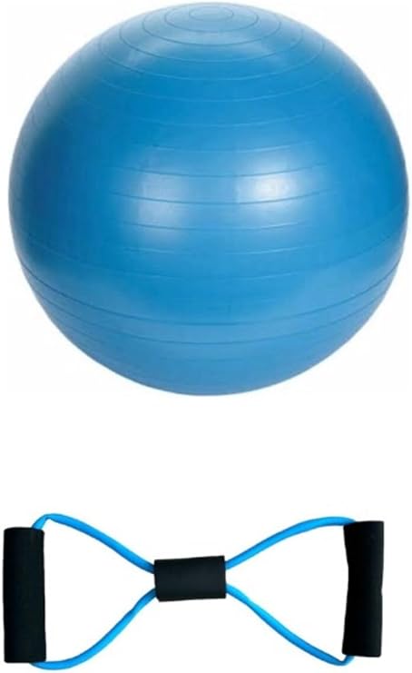 NASYA 55 cm fitilli pilates topu + sünger saplı şeklinde direnç lastiği seti Mavi