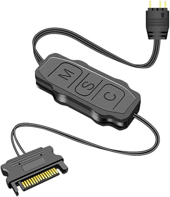 Mini ARGB Controller 3‑Pin RGB 5V Controller with Monochrome Horse Rainbow 10+ Modes SATA Power for PC Fan, Light Strip, Light Plate,Water/Air Cooled Radiator