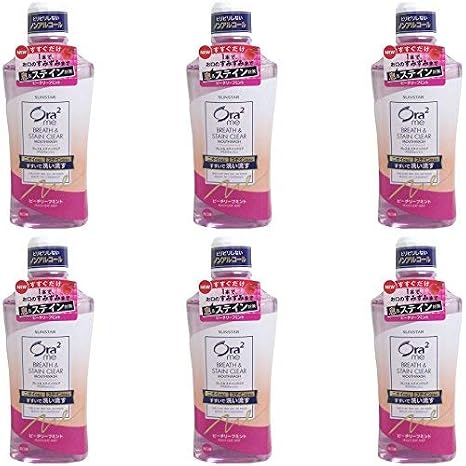 Sunstar Aura 2emma Breath & Stain Clear Mouth Wash Peach Leaf Mint 15.2 fl oz 460 ml x 6 Packs