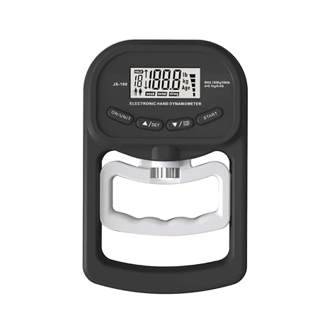 Digital Force Gauge, Grip Strength Tester Trainer Dynamometer Handgrip Measurer Meter, Handhelds Strengthener Exerciser 396lbs/180kg Drop Shipping for Push-Pull Testing, Trigger Pull Measurement(Nero)