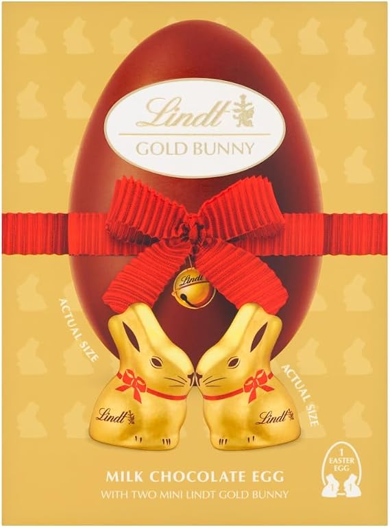Lindt Gold Bunny Egg Milk Chocolate Easter Bunny 115g – Iconic Foil Wrapped Bunny Made from Premium Swiss Chocolate – Ideal for Easter Gifting – Easter, gift