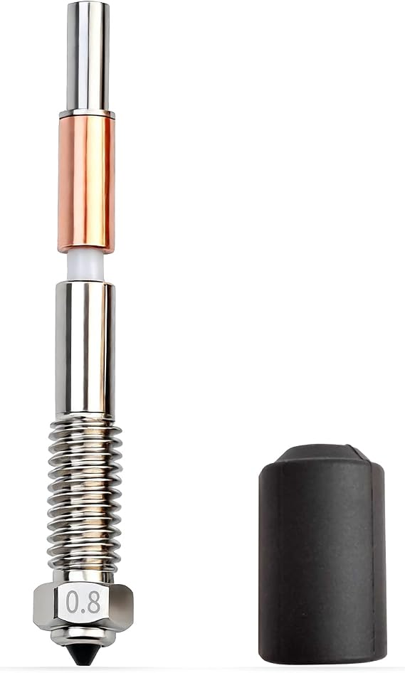 0.8mm クイックスワップ バイメタルノズル QIDI Plus 4 3Dプリンター用 銅合金 硬化スチールホットエンド セラミックスロートチューブ付き 高温370℃交換用ノズル