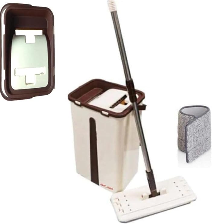 Emirler Yeni Nesil Microfiber Tablet Mop Çift Paspaslı Temizlik Seti 2 Hazneli Tek Ebat