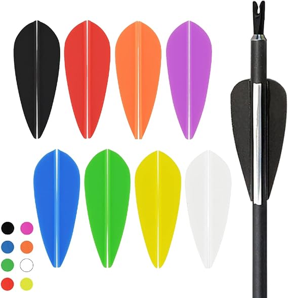 Archery 2'' Vane, Soft Vein, Competition Vein, Archery Arrow, Feather, Rubber Replacement Feather, For Archery Competition, 5 Types, Pack of 50