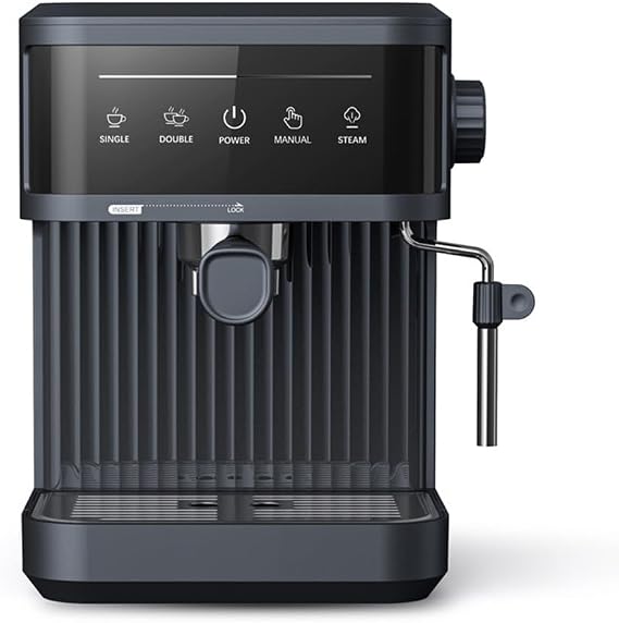 Coffee Maker, Semi-Automatic Coffee Machine, Espresso Machine, For Home Use, Semi-Automatic, Small, Milk Foam/Latte Art/Steam, Large Capacity Glass Cup/Compact/Powder Compatible/Mesh Filter/Stylish Black, 12.6 x 10.2 x 13.2 inches 32 x 26 x 33.5 cm