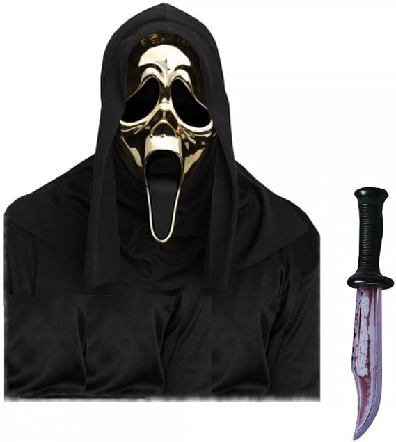 Officially Licensed Scream Ghost Face Mask + Knife Options : Adults Men Women Halloween Film Horror Fancy Dress Costume Accessory Set