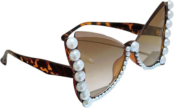 Trendy Cats Eye Sunglasses with Pearls Accents for Daily Wear and Travel Fashion Sunglasses for Women