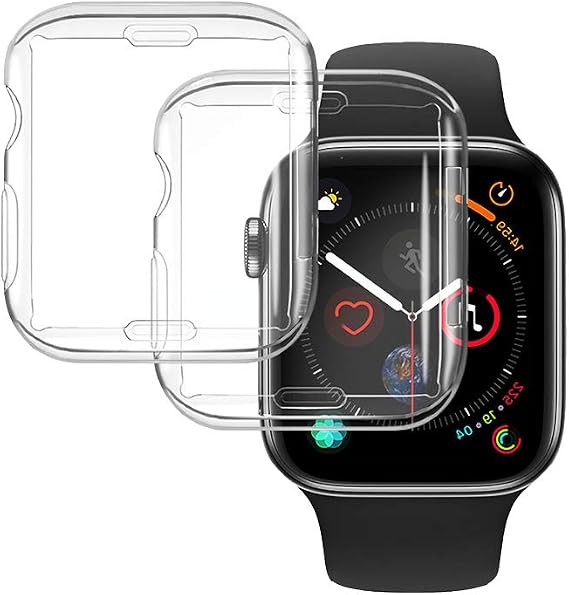 CCLKHY 2 Pack Transparent Case Compatible with Apple Watch 40mm 4/5 / 6/ SE Series, Screen Protector, Soft TPU Cover Case for iWatch 40mm Series 4/5 / 6/ SE