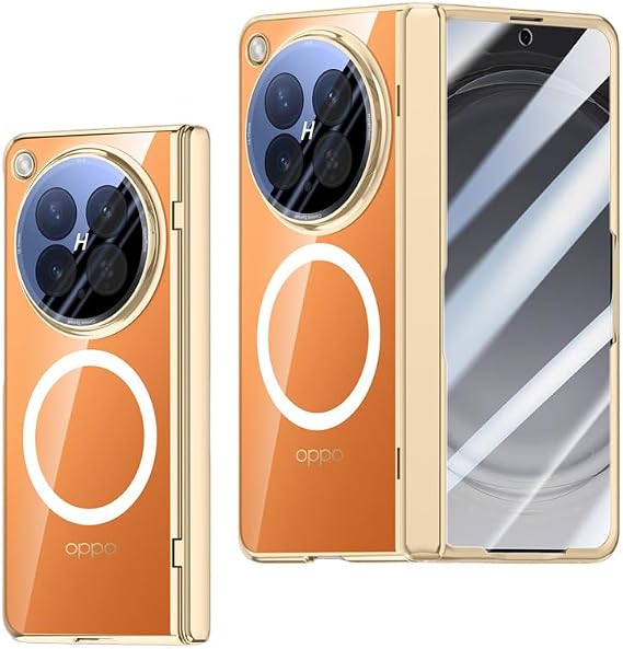 For Oppo Find N6 Clear Anti-Yellowing Tough Case (Gold,coil)