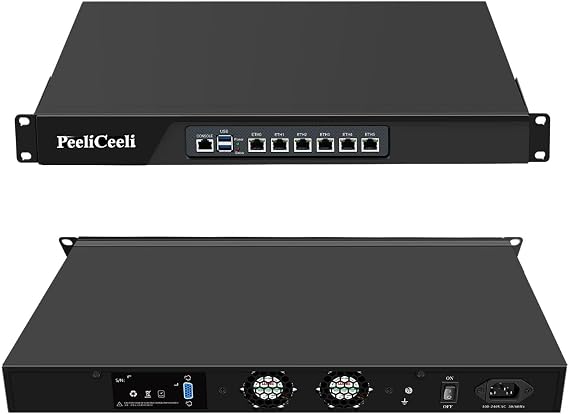 19 Inch Firewall Hardware 12th Gen N100, 1U Rackmount PC for VPN Router, OPNsense Appliance 1U with 6 x i226V 2.5GbE LAN, Barebone (No RAM/SSD/System), Console, VGA