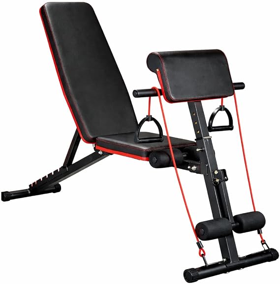 Adjustable Weight Bench Foldable Home Gym Bench Multi Position Incline Decline Flat Utility Strength Training Bench for Full Body Workout Exercise Fitness Equipment Weight Lifting Press Training