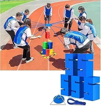 Instant Setup Block Tower Game for Work Team Building, Adults and Schools, ABS Plastic Field Day Activities (5-Pack)