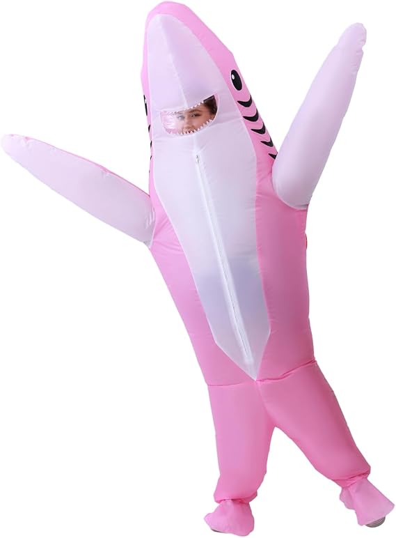 Inflatable Shark Costume Adult Inflatable pink shark Costumes Adult Size Full Body Blow up Costumes for Adults Women Men Inflatables Fancy Funny Suit for Halloween Christmas Carnival Party