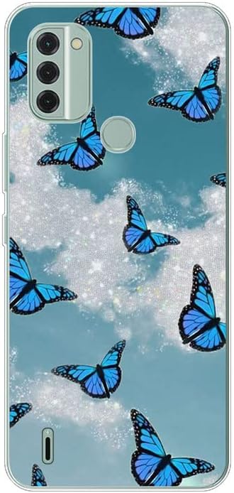 Case compatible with Nokia C31,Shockproof Slim Thin Silicone Protective Anti-Fingerprint Anti-Scratch Anti-Fall phone cover - Blue butterfly