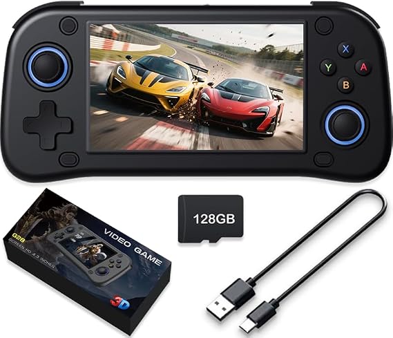 New Handheld Game Console,Built-in 64G with 15000 games,Linux System,Portable Handheld Video Game Console ，4.3 inch IPS Screen 30+ emulators& Linux System (Black,64G)