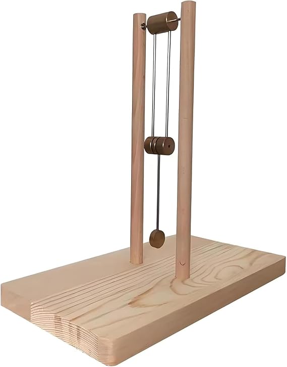 Double Pendulum Desk Ornament - Wooden Kinetic Energy Sculpture for Physics Demonstrations, Ideal for Students and Educators